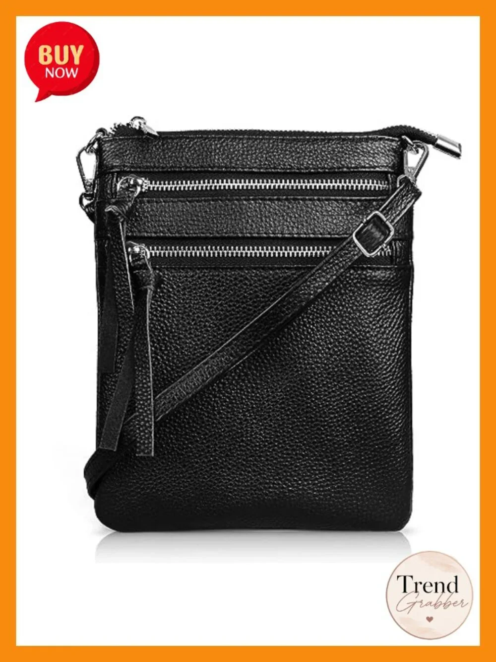 Genuine Leather Crossbody Purse Multi-Pocket Travel Shoulder Bag